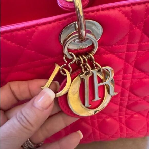 AUTHENTIC! *Barbie--PINK* CHRISTIAN DIOR Lady Dior Large Cannage Lambskin Bag - Picture 15 of 16